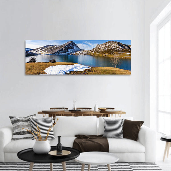 Lake Enol panoramic canvas wall art