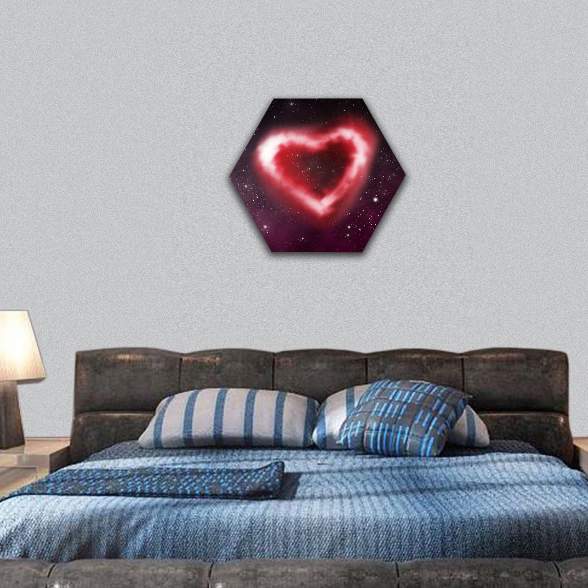 heart nebula hexagonal canvas wall art