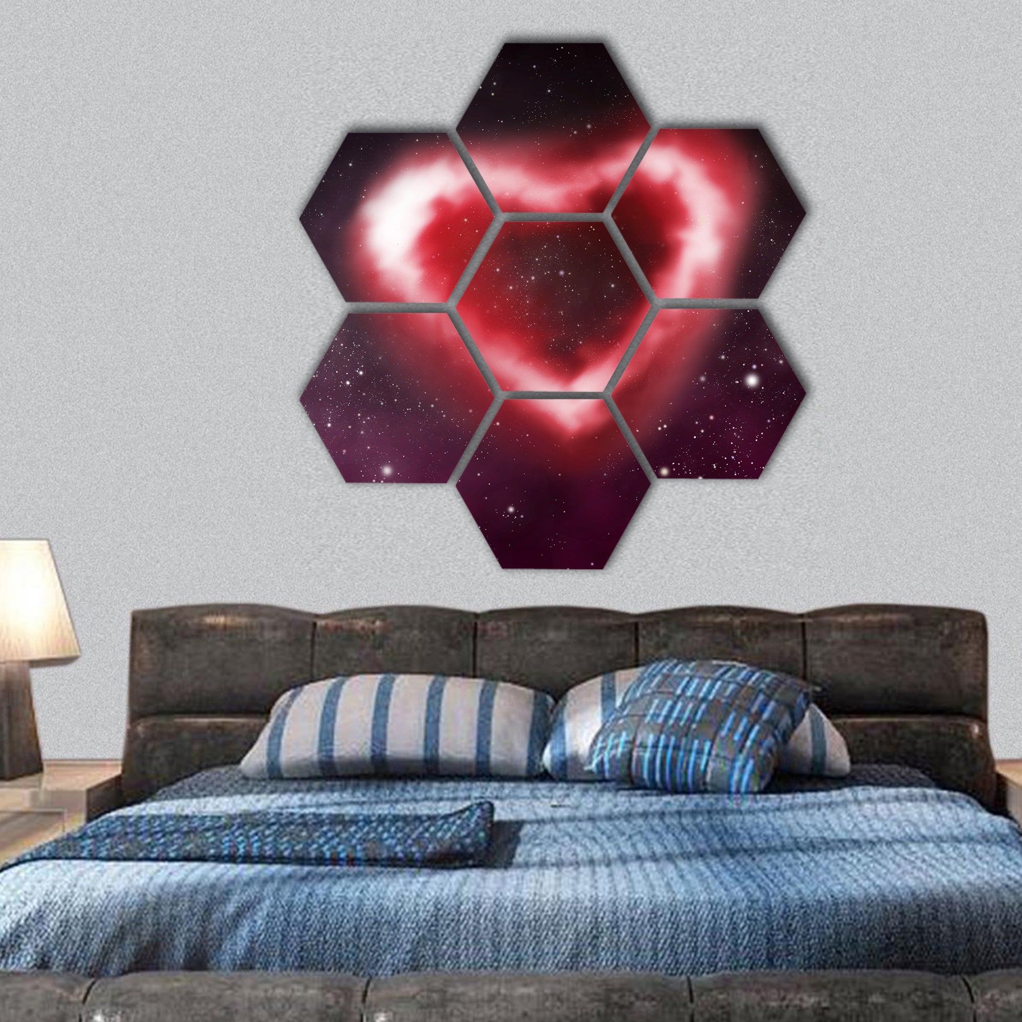 heart nebula hexagonal canvas wall art
