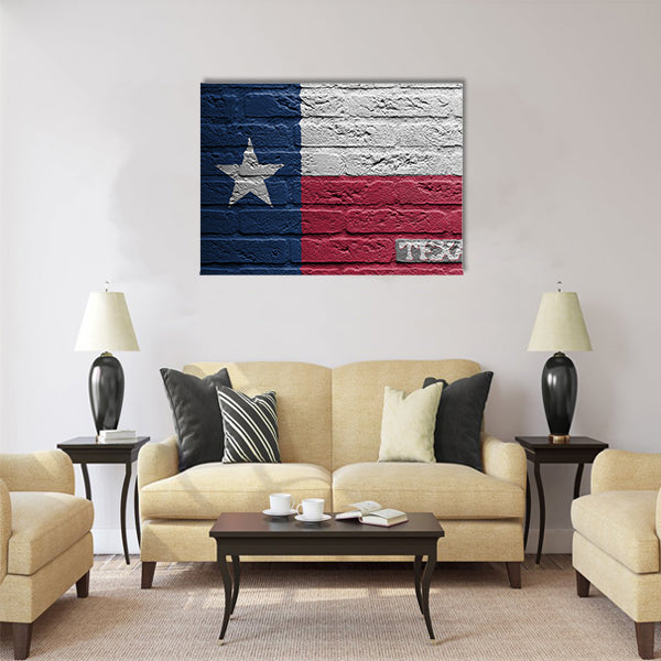 Brick wall with a painting of a flag isolated, Texas Multi panel canvas wall art