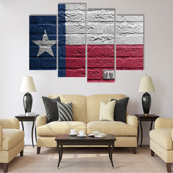 Brick wall with a painting of a flag isolated, Texas Multi panel canvas wall art