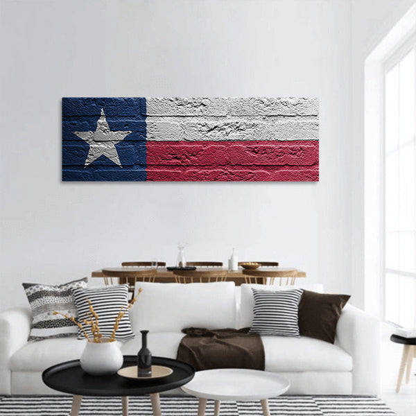Brick wall with a painting of a flag isolated, Texas panoramic canvas wall art