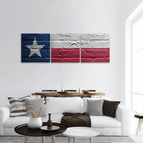 Brick wall with a painting of a flag isolated, Texas panoramic canvas wall art