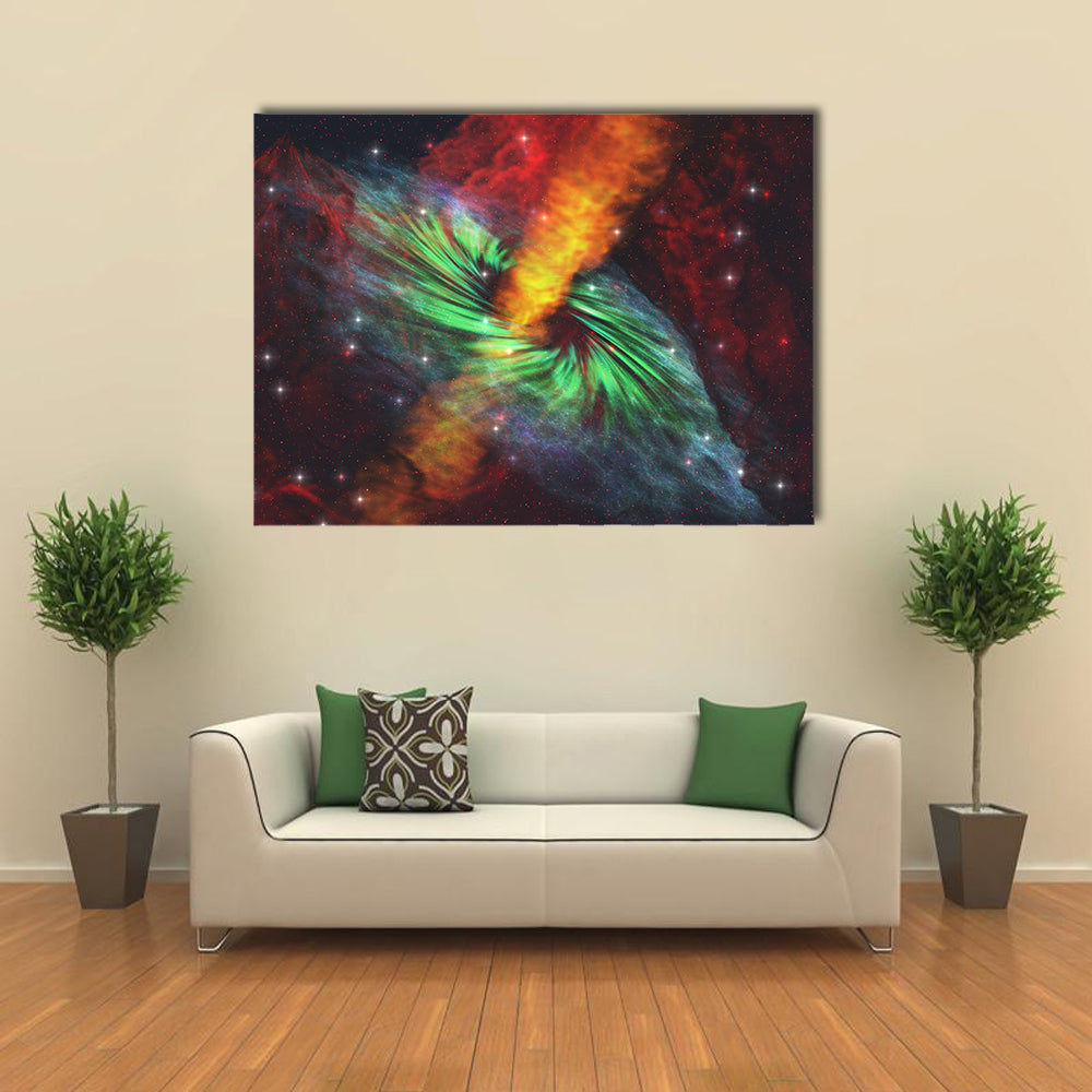 Black Hole in Cosmos - Rays of Hot Plasma Radiates out from the Event Multi Panel Canvas Wall Art