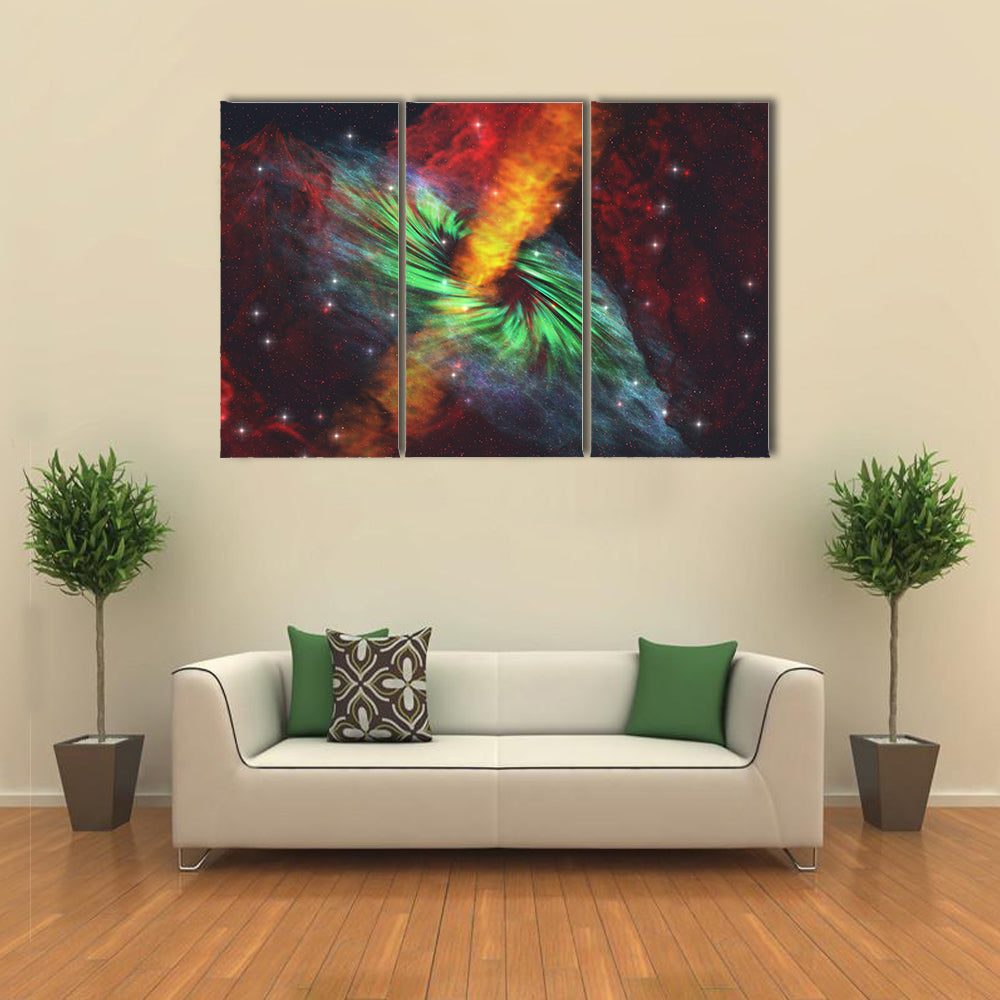 Black Hole in Cosmos - Rays of Hot Plasma Radiates out from the Event Multi Panel Canvas Wall Art