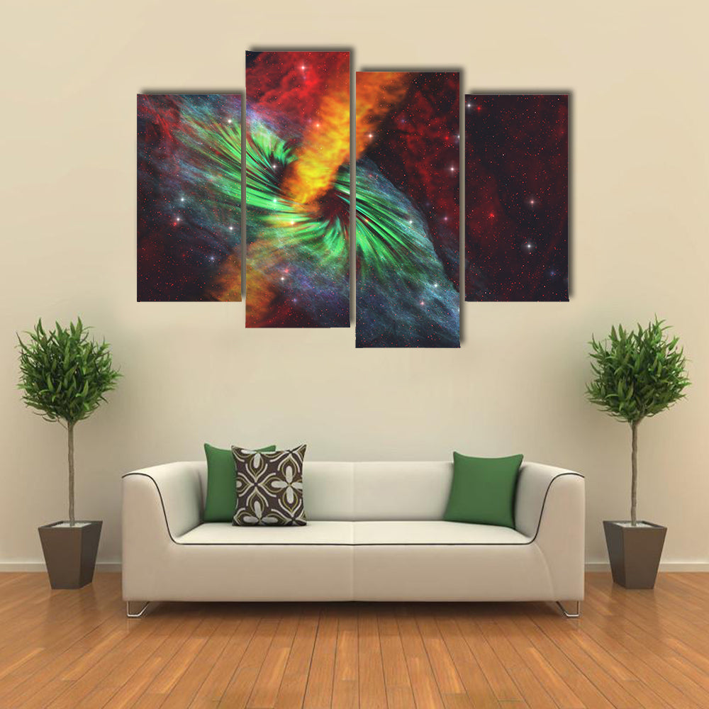 Black Hole in Cosmos - Rays of Hot Plasma Radiates out from the Event Multi Panel Canvas Wall Art