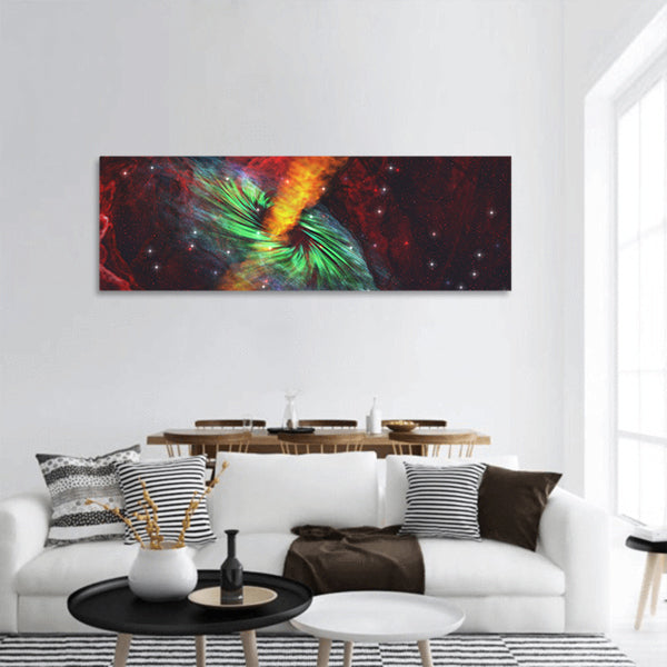 Black Hole in Cosmos - Rays of hot plasma radiates out panoramic canvas wall art