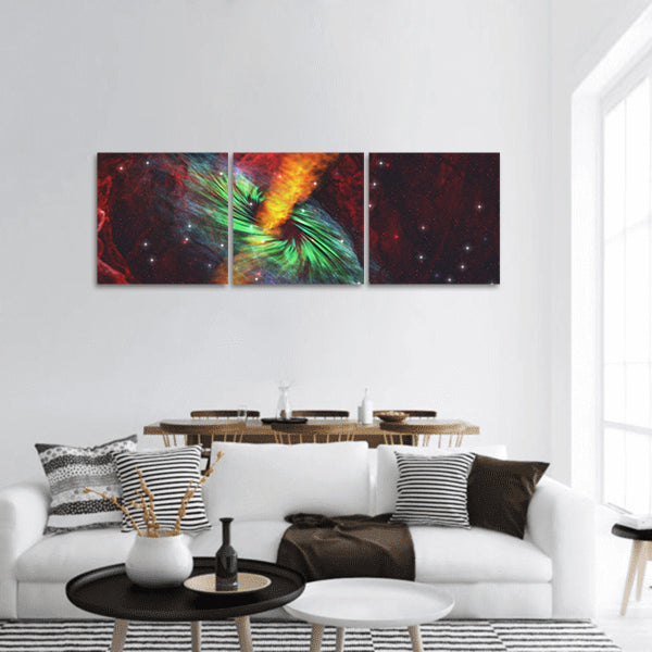 Black Hole in Cosmos - Rays of hot plasma radiates out panoramic canvas wall art