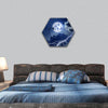 Night sky with full moon hexagonal canvas wall art