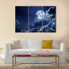 Night sky with full moon, lightning, dark clouds Multi Panel Canvas Wall Art