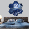 Night sky with full moon hexagonal canvas wall art