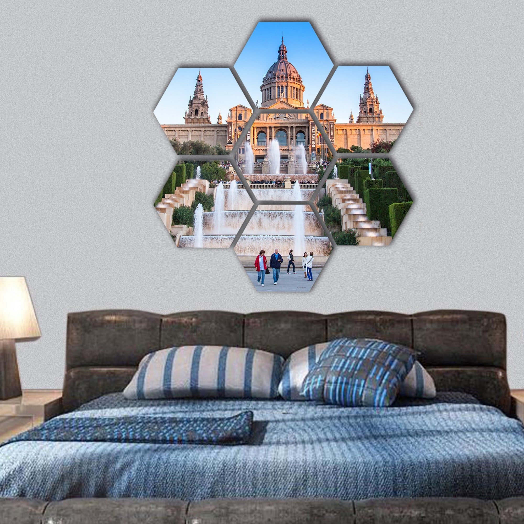 National Museum in Barcelona, Spain hexagonal canvas wall art