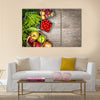 Fresh farmers market fruit and vegetable from above with copy space Multi panel canvas wall art