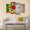 Fresh farmers market fruit and vegetable from above with copy space Multi panel canvas wall art