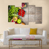 Fresh farmers market fruit and vegetable from above with copy space Multi panel canvas wall art