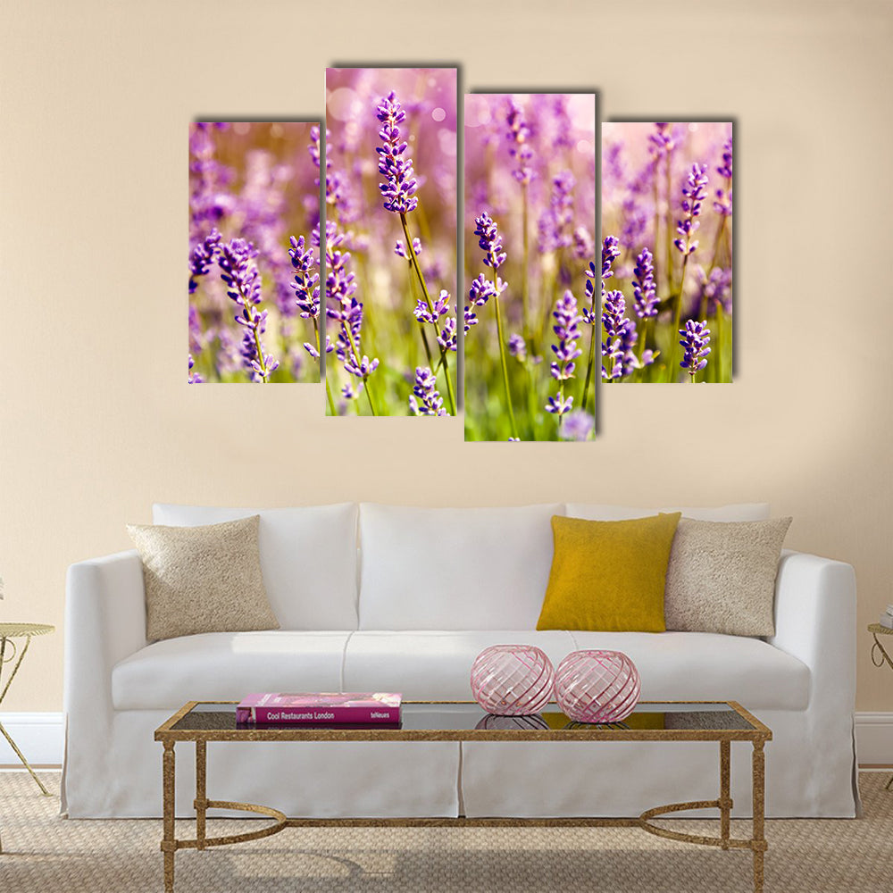 Lavender floral background Multi Panel Canvas Wall Art