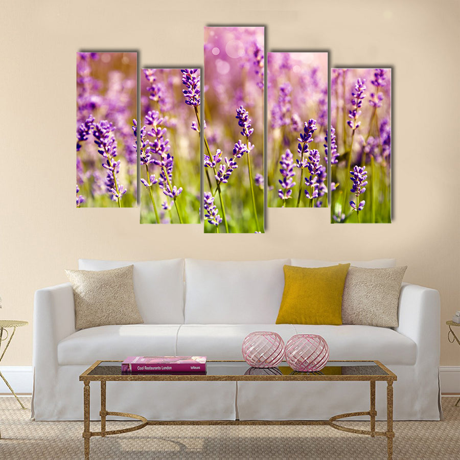 Lavender floral background Multi Panel Canvas Wall Art