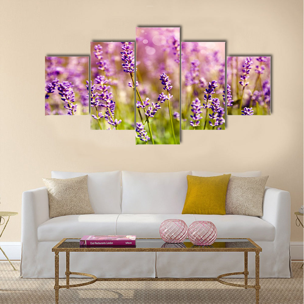 Lavender floral background Multi Panel Canvas Wall Art