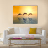 Awesome Jumping Dolphins Multi Panel Canvas Wall Art