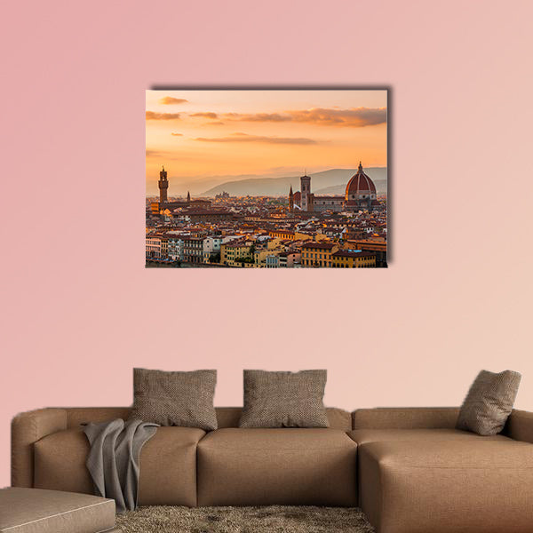 Golden sunset over Palazzo Vecchio, Florence, Italy multi panel canvas wall art