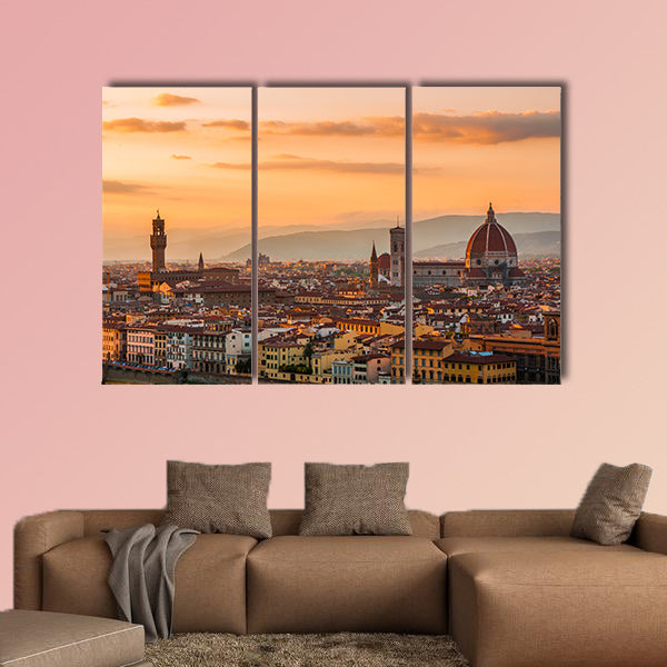 Golden sunset over Palazzo Vecchio, Florence, Italy multi panel canvas wall art