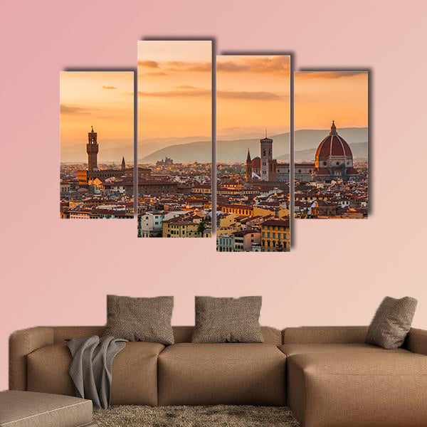 Golden sunset over Palazzo Vecchio, Florence, Italy multi panel canvas wall art