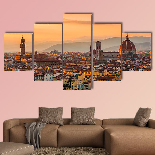 Golden sunset over Palazzo Vecchio, Florence, Italy multi panel canvas wall art