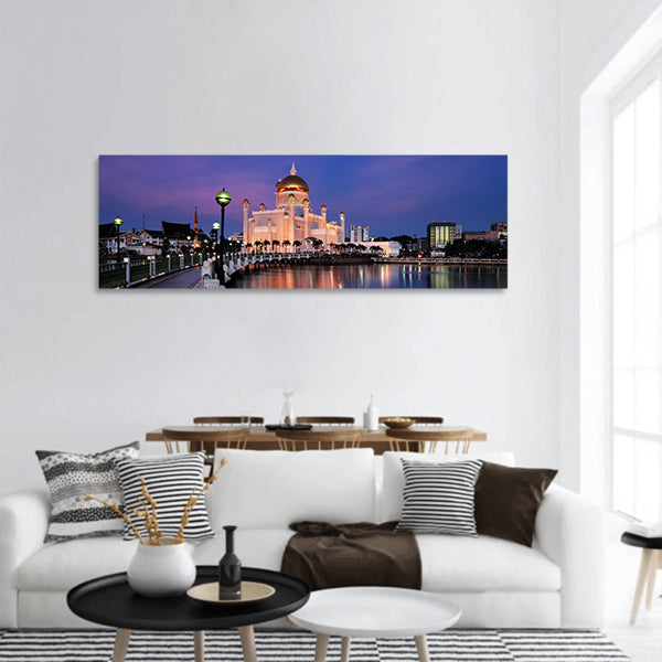 Sultan Omar Ali Saifuddien Mosque . Brunei s capital  panoramic canvas wall art