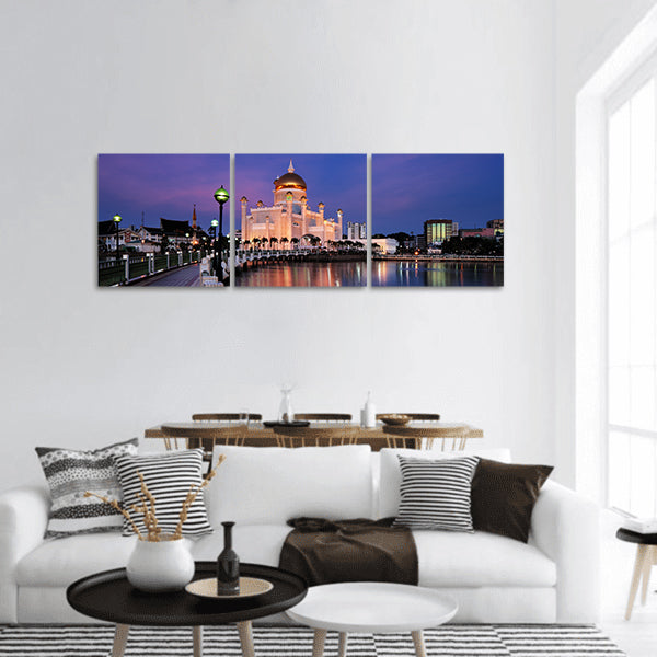 Sultan Omar Ali Saifuddien Mosque . Brunei s capital  panoramic canvas wall art