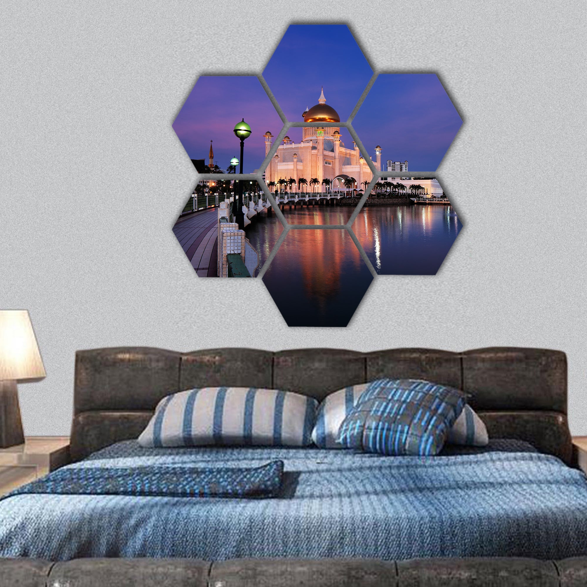 Sultan Omar Ali Saifuddien Mosque hexagonal canvas wall art