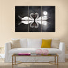 Romantic swan during valentine's day Multi panel canvas wall art