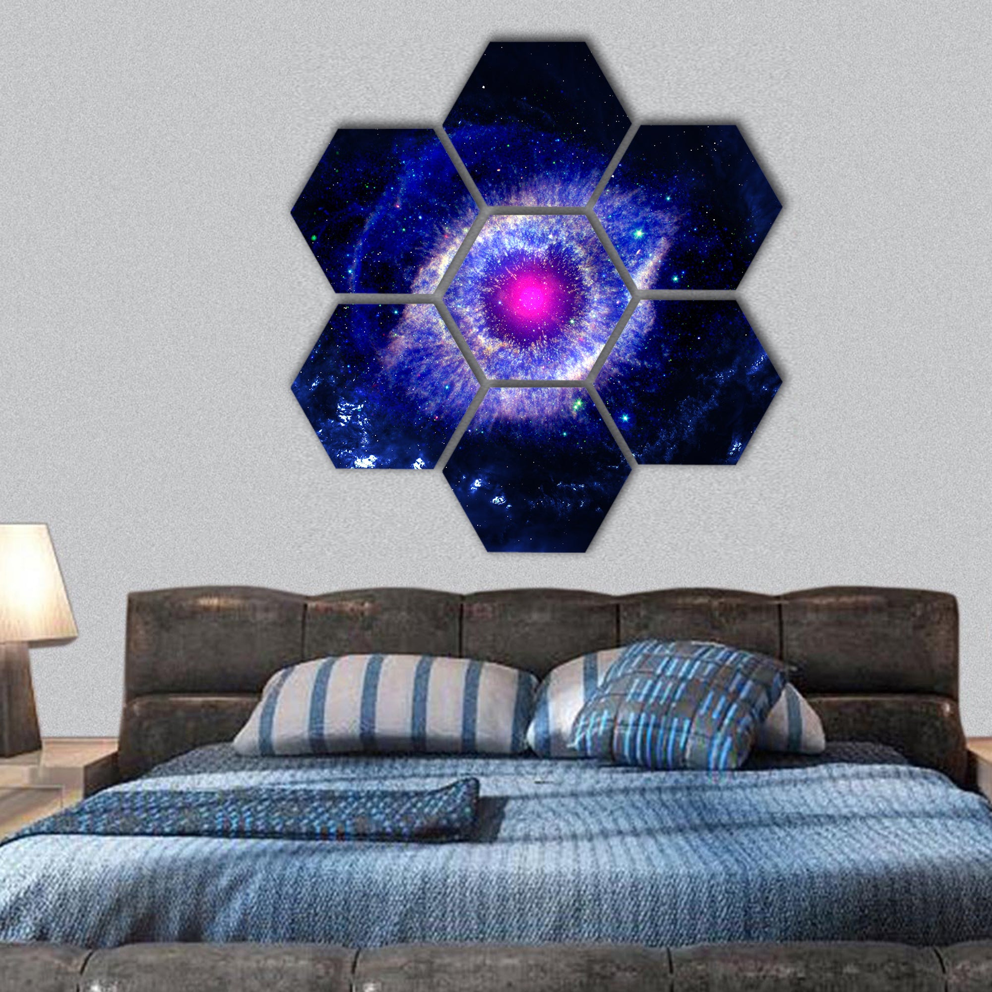 Star field in deep space many light years far from the Earth hexagonal canvas wall art