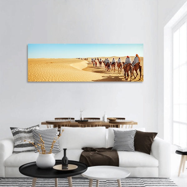 People in the Sahara desert panoramic canvas wall art