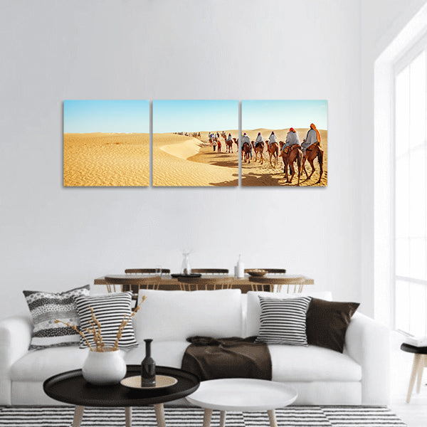 People in the Sahara desert panoramic canvas wall art