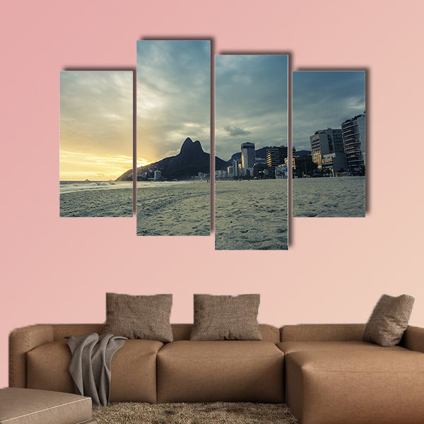 Sunset on Ipanema Beach in Rio de Janeiro in the Brazil multi panel canvas wall art