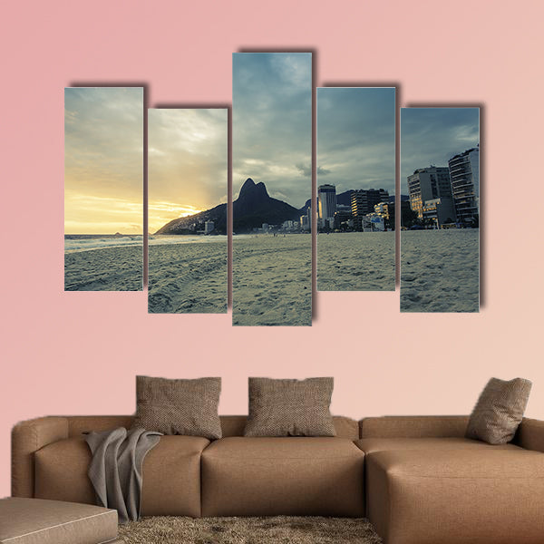 Sunset on Ipanema Beach in Rio de Janeiro in the Brazil multi panel canvas wall art