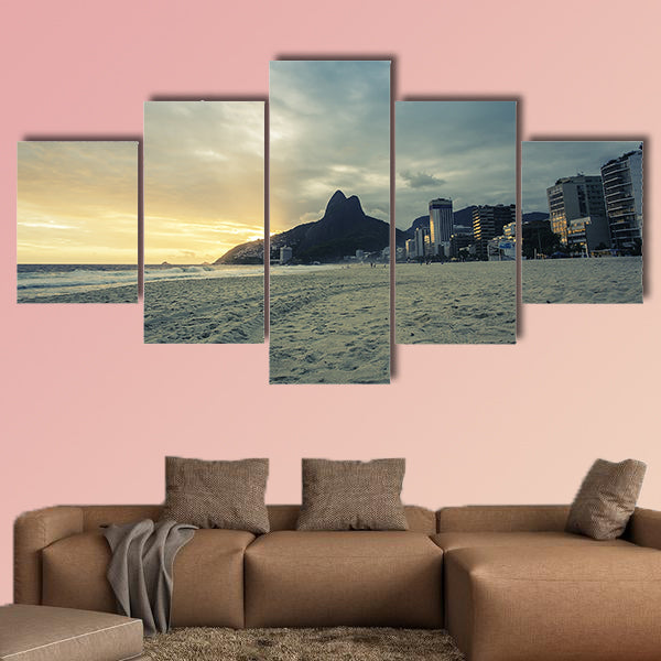 Sunset on Ipanema Beach in Rio de Janeiro in the Brazil multi panel canvas wall art