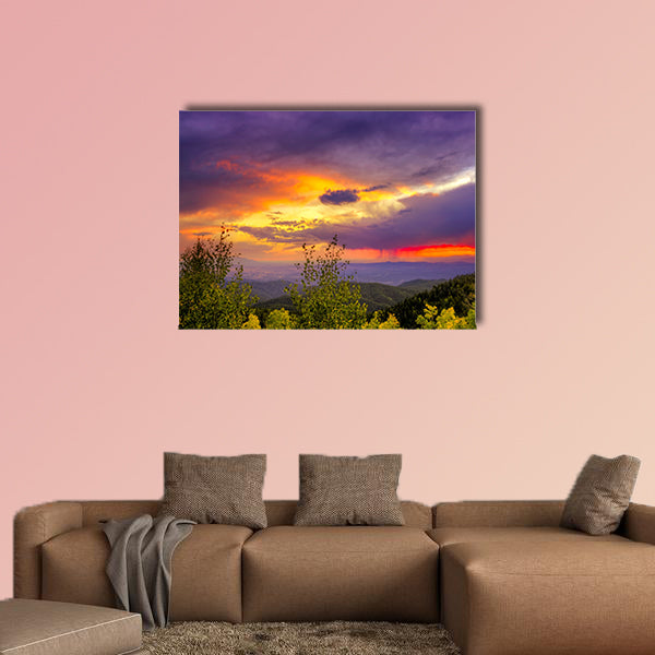 Amazing sunset over the Santa Fe Ski Basin multi panel canvas wall art