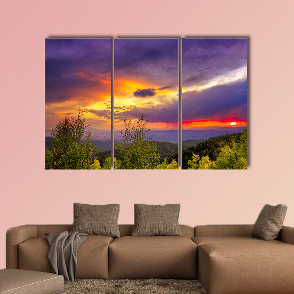 Amazing sunset over the Santa Fe Ski Basin multi panel canvas wall art