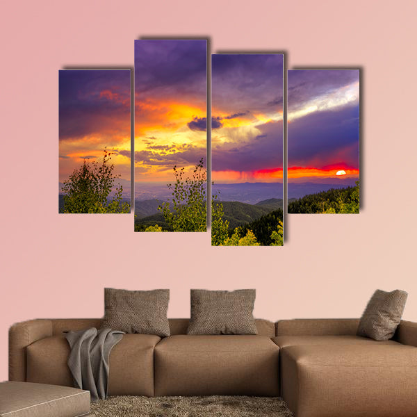 Amazing sunset over the Santa Fe Ski Basin multi panel canvas wall art
