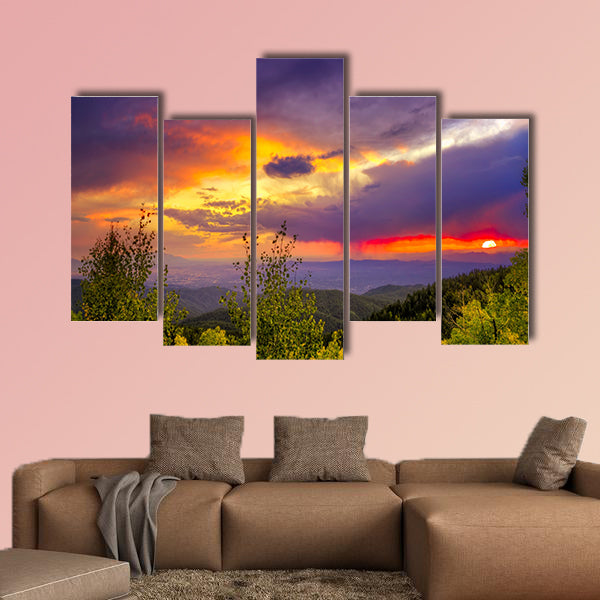 Amazing sunset over the Santa Fe Ski Basin multi panel canvas wall art