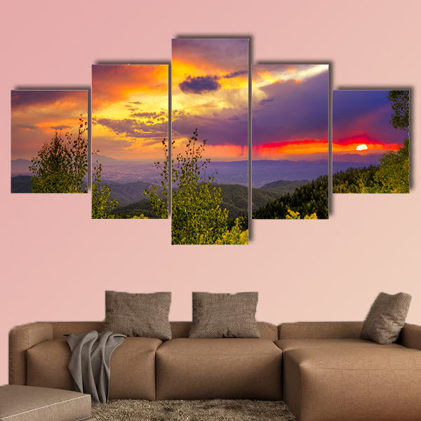 Amazing sunset over the Santa Fe Ski Basin multi panel canvas wall art