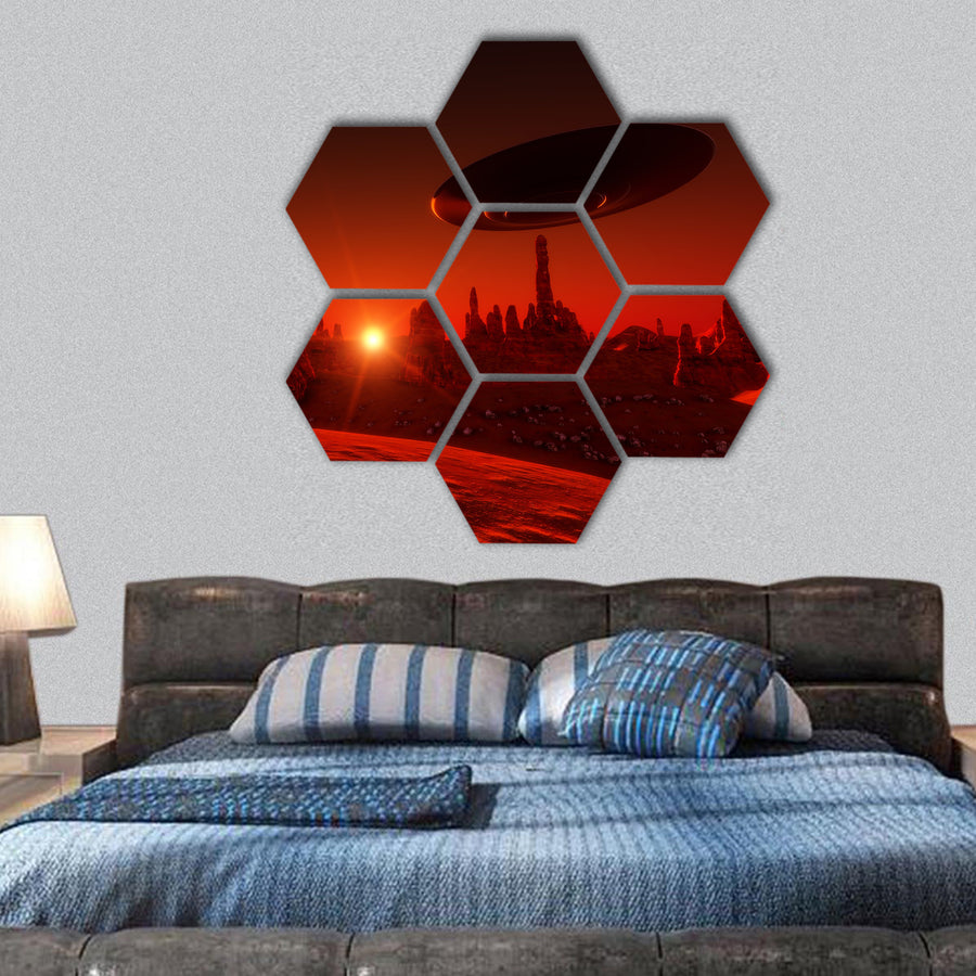 Planet Mars hexagonal canvas wall art