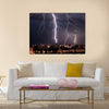 lightning storm over city Multi Panel Canvas Wall Art