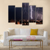 lightning storm over city Multi Panel Canvas Wall Art