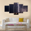 lightning storm over city Multi Panel Canvas Wall Art