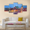 Beautiful Old Town of Warsaw in Poland illuminated at evening, during Christmas time Multi panel canvas wall art