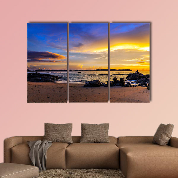 Sunset on Khao Lak beach in Thailand multi panel canvas wall art
