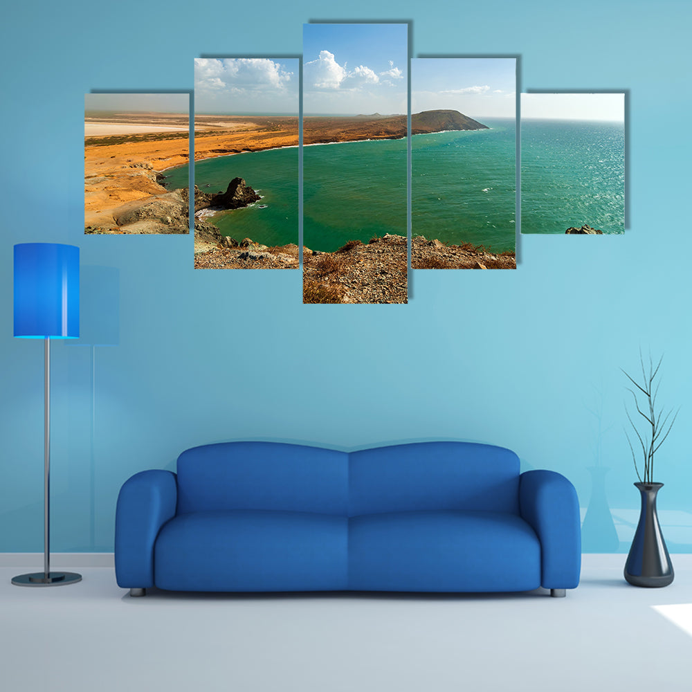 Beautiful dry desoloate coastline in La Guajira Colombia Multi Panel Canvas Wall Art