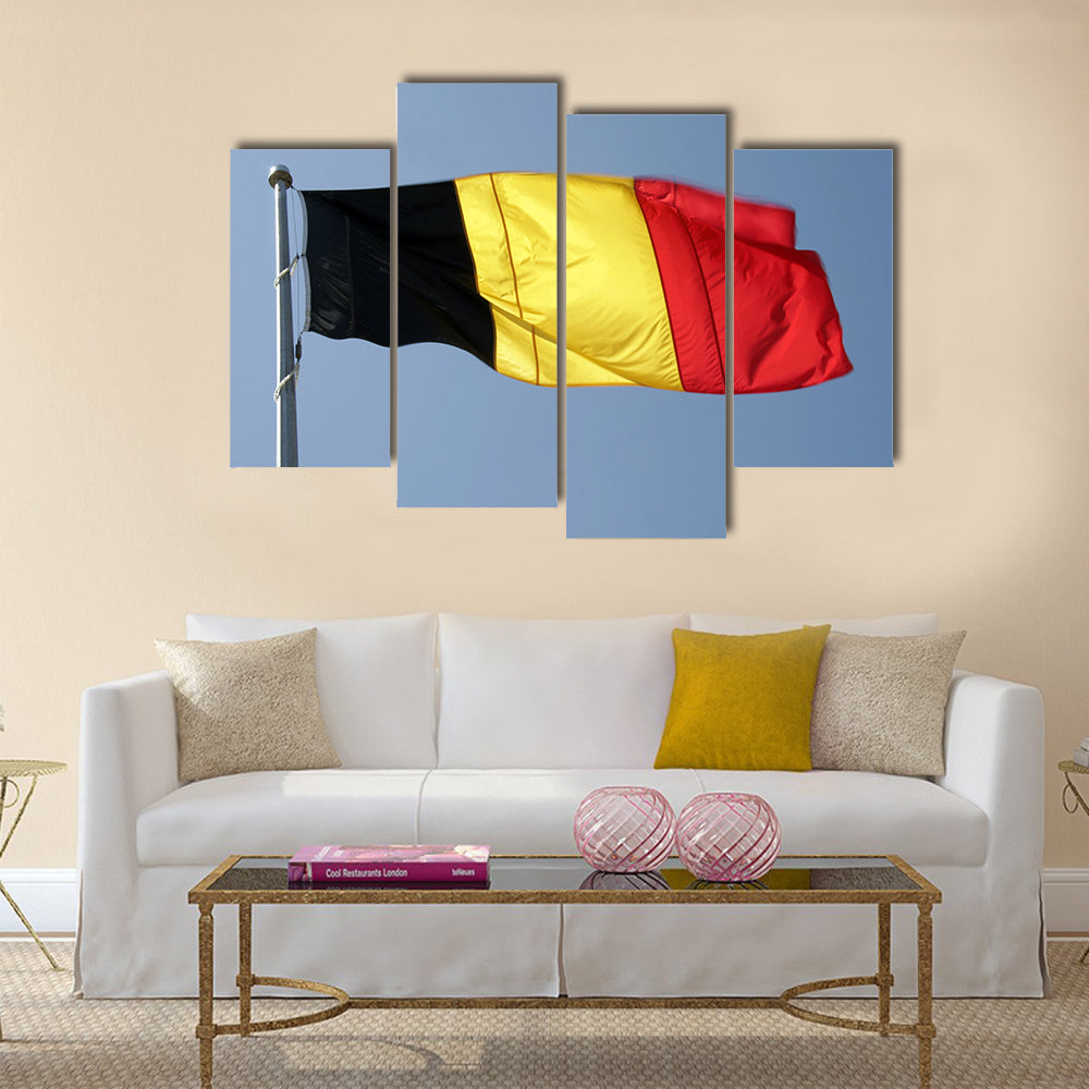 German National Flag On The Flag Pole Multi Panel Canvas Wall Art